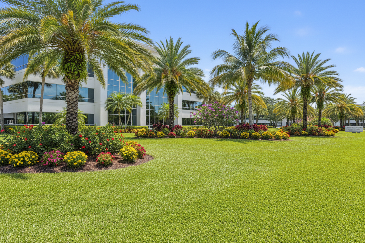 Healthy commercial landscape after IPM and fertilization