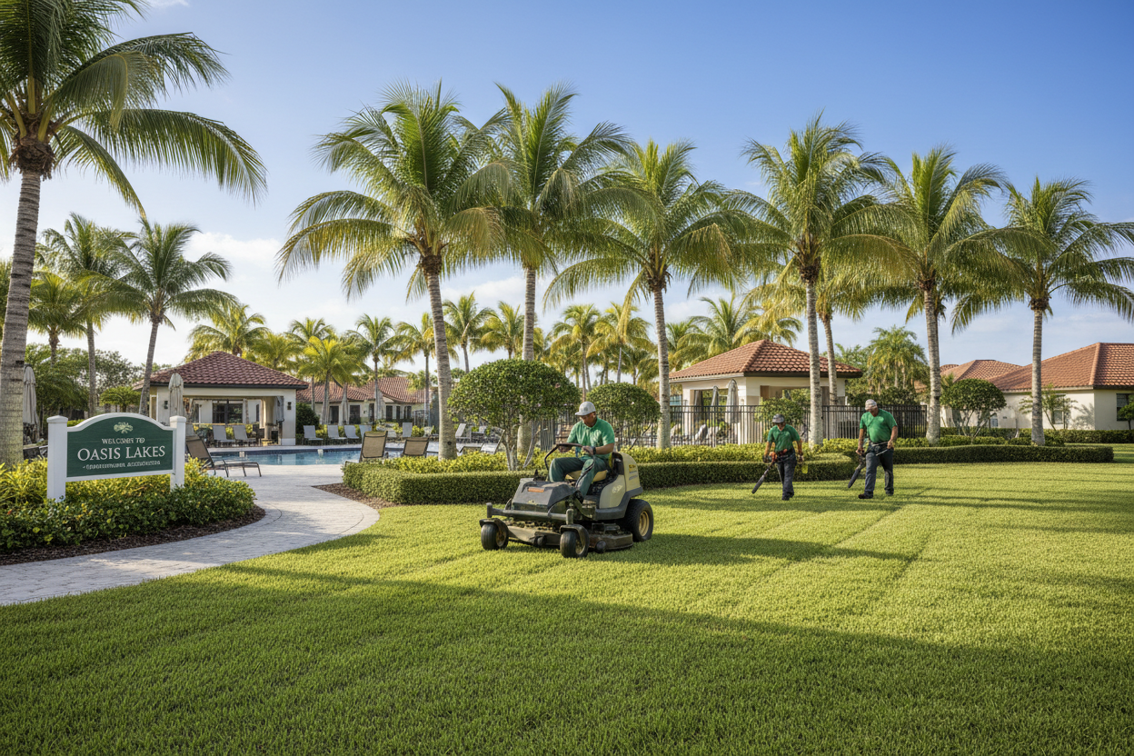 Grounds crew servicing an HOA common area