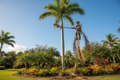 Arborist trimming a Florida palm tree